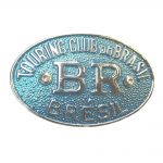 Emblema BR Touring em metal cromado, azul, Deverá ser fixado no suporte do para choque reto do Fusca 1970 segunda série até 1986. Fácil instalação zedofusca